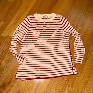 LOFT Mixed Striped Red Sweater Tunic